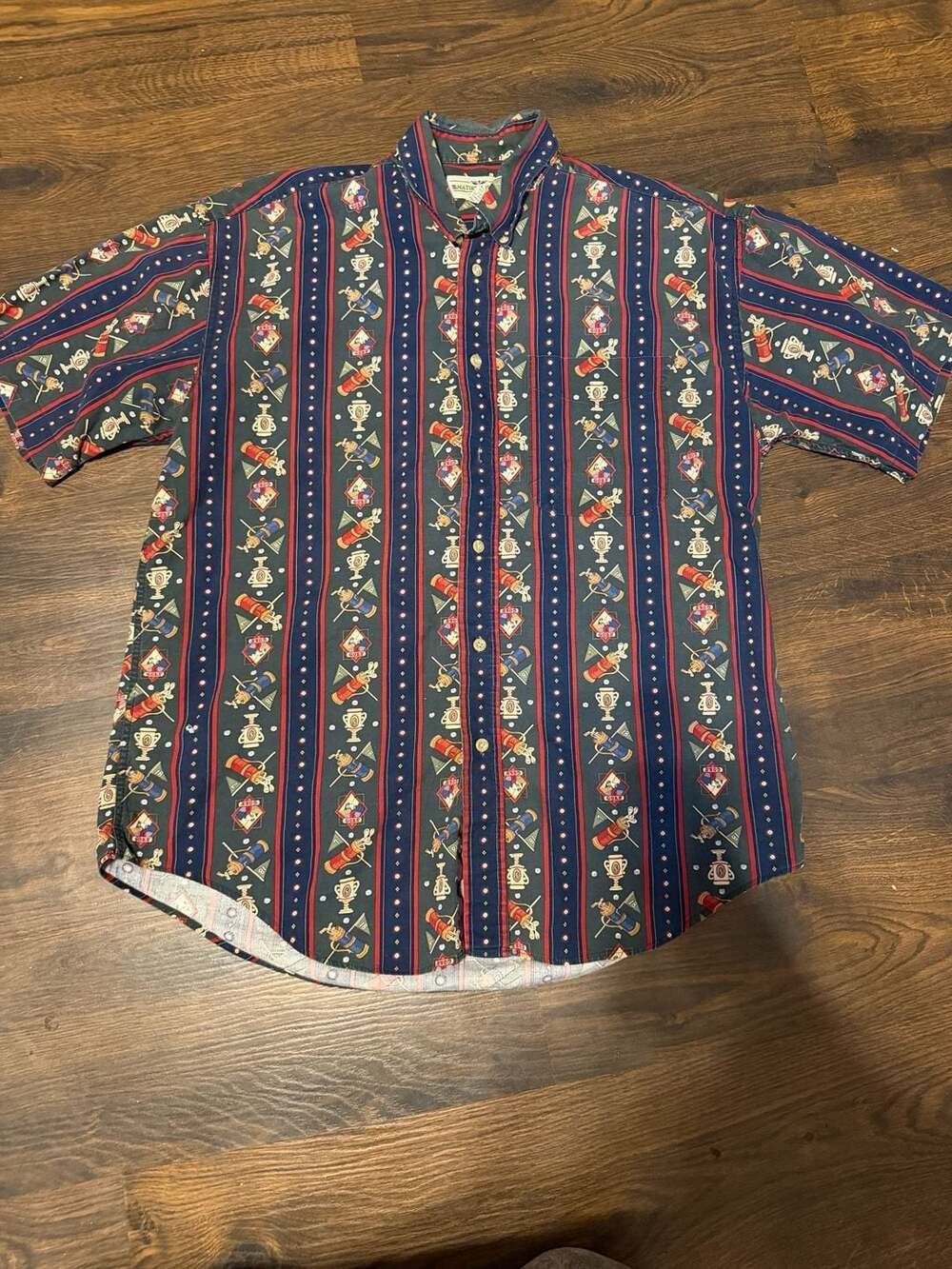 Vintage 90s Natural Issue by Feldini Golf Theme AOP Button Down Shirt